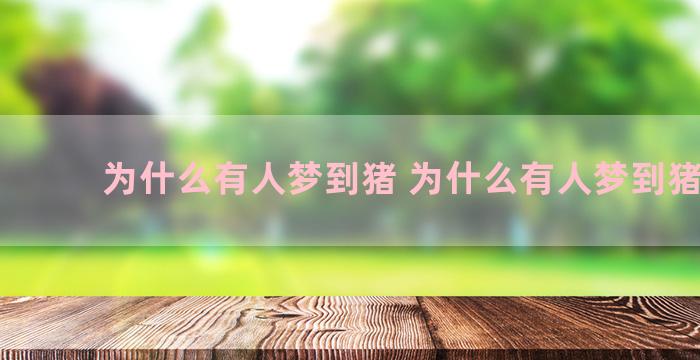 为什么有人梦到猪 为什么有人梦到猪死了